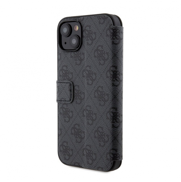 Iphone 15 Plus Guess - Pu Läder 4g Folio Fodral Big Metal Logo - Grå