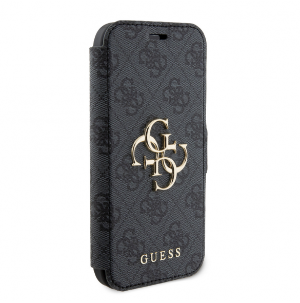 Iphone 15 Guess - Pu Läder 4g Folio Fodral Big Metal Logo - Grå