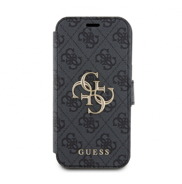 Iphone 15 Guess - Pu Läder 4g Folio Fodral Big Metal Logo - Grå