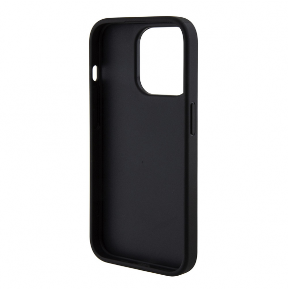 Iphone 15 Pro Max Guess - Grip Ställfodral Pu Gcube Metal Script Logo - Svart
