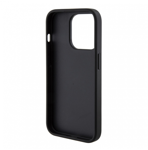 Iphone 15 Pro Guess - Grip Ställfodral Pu Gcube Metal Script Logo - Svart