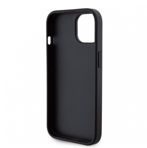 Iphone 15 Guess - Grip Ställfodral Pu Gcube Metal Script Logo - Svart