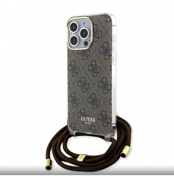 Iphone 15 Pro Max Guess - Iml 4g Tryckt Crossbody Cord Cord - Brunt