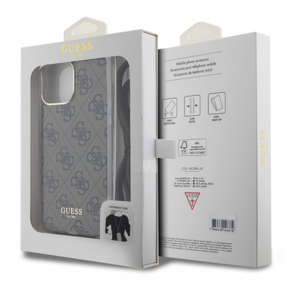 Iphone 15 Pro Max Guess - Iml 4g Tryckt Crossbody Cord Cord - Brunt