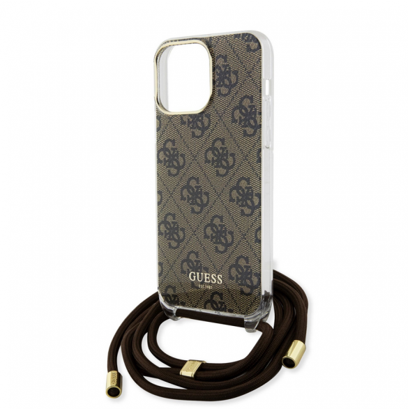 Iphone 15 Pro Max Guess - Iml 4g Tryckt Crossbody Cord Cord - Brunt