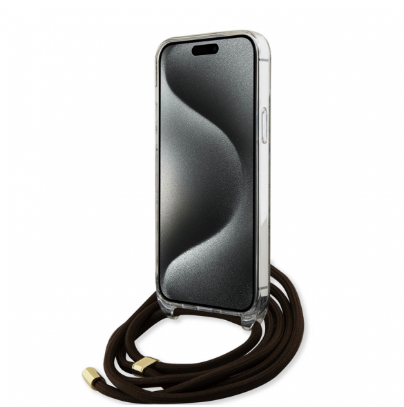 Iphone 15 Pro Max Guess - Iml 4g Tryckt Crossbody Cord Cord - Brunt