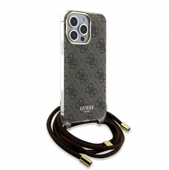 Iphone 15 Pro Max Guess - Iml 4g Tryckt Crossbody Cord Cord - Brunt