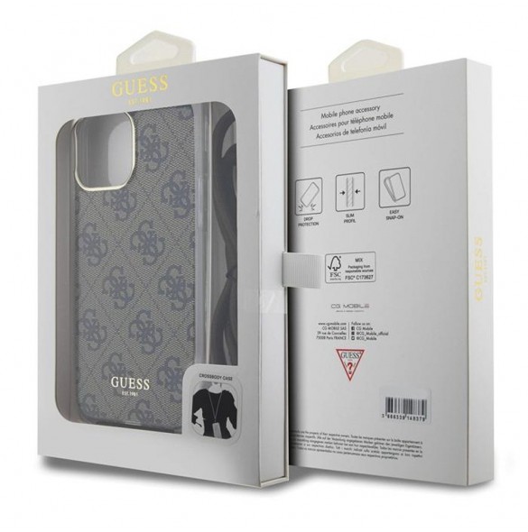 Iphone 15 Pro Guess - Iml 4g Tryckt Crossbody Cord Cord - Brunt