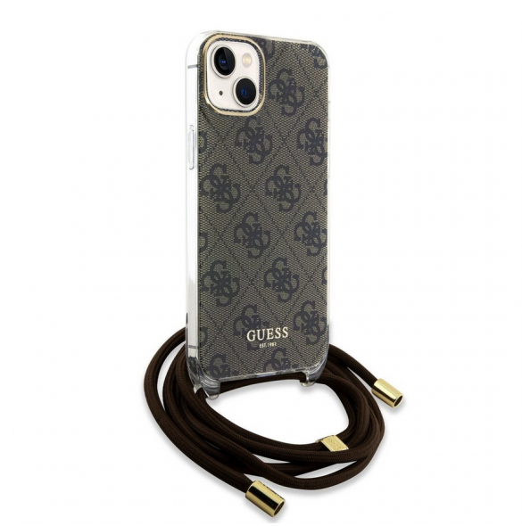 Iphone 15 Guess - Iml 4g Tryckt Crossbody Cord Cord - Brunt