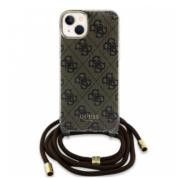 Iphone 15 Guess - Iml 4g Tryckt Crossbody Cord Cord - Brunt