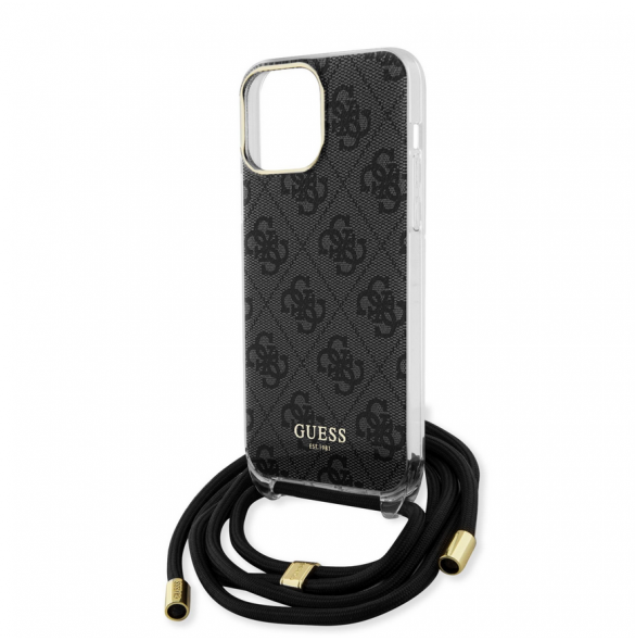 Iphone 15 Pro Max Guess - Iml 4g Tryckt Crossbody Cover Cord - Svart
