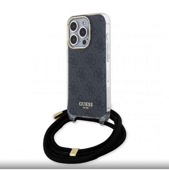 Iphone 15 Pro Guess - Iml 4g Tryckt Crossbody Cover Cord - Svart