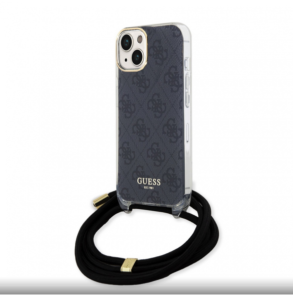Iphone 15 Guess - Iml 4g Tryckt Crossbody Cord Cord - Svart