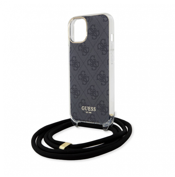 Iphone 15 Guess - Iml 4g Tryckt Crossbody Cord Cord - Svart