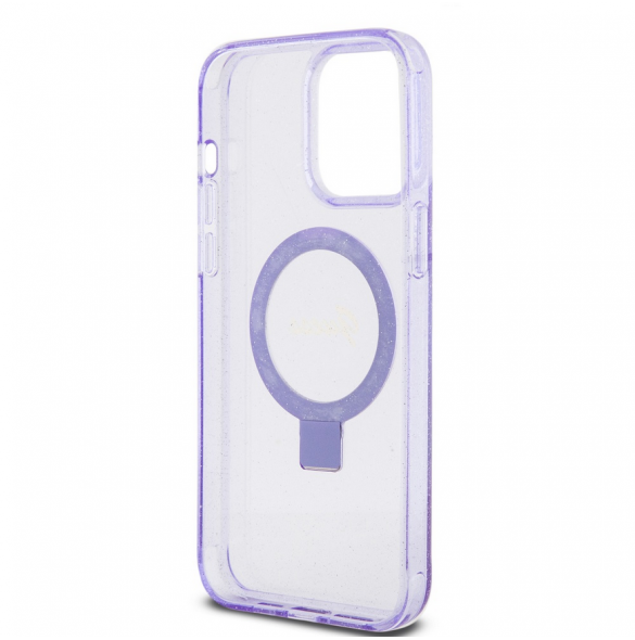 Iphone 15 Pro Max Guess - Iml Ringställ Funktion Magsafe-fodral Med Glitter - Lila