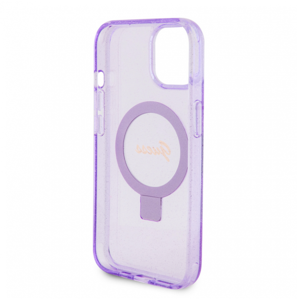 Iphone 15 Guess - Iml Ringställfunktion Magsafe-fodral Med Glitter - Lila