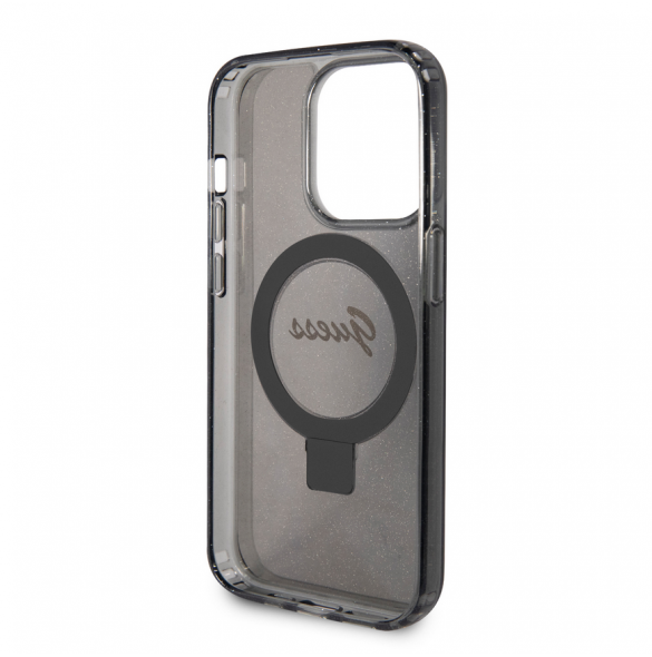Iphone 15 Pro Max Guess - Iml Ringställfunktion Magsafe-fodral Med Glitter - Svart