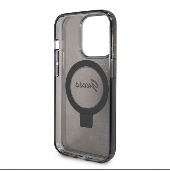 Iphone 15 Pro Guess - Iml Ringställfunktion Magsafe-fodral Med Glitter - Svart