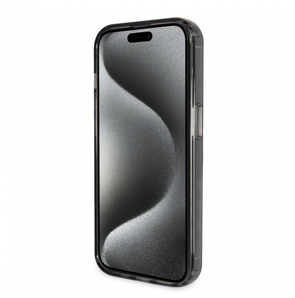 Iphone 15 Pro Guess - Iml Ringställfunktion Magsafe-fodral Med Glitter - Svart