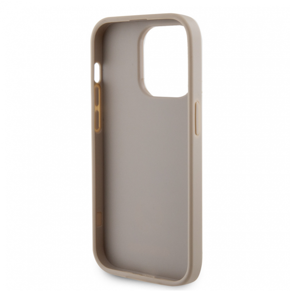 Iphone 15 Pro Max Guess Pu Läder 4g Rund Metalllogo Med Strass - Guld
