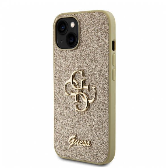 Iphone 13 Guess - Pu-fodral Fast Glitter Med Stor 4g Metalllogo - Guld