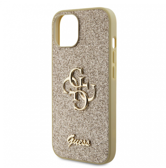Iphone 13 Guess - Pu-fodral Fast Glitter Med Stor 4g Metalllogo - Guld