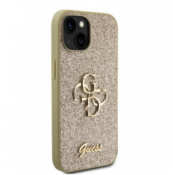 Iphone 13 Guess - Pu-fodral Fast Glitter Med Stor 4g Metalllogo - Guld