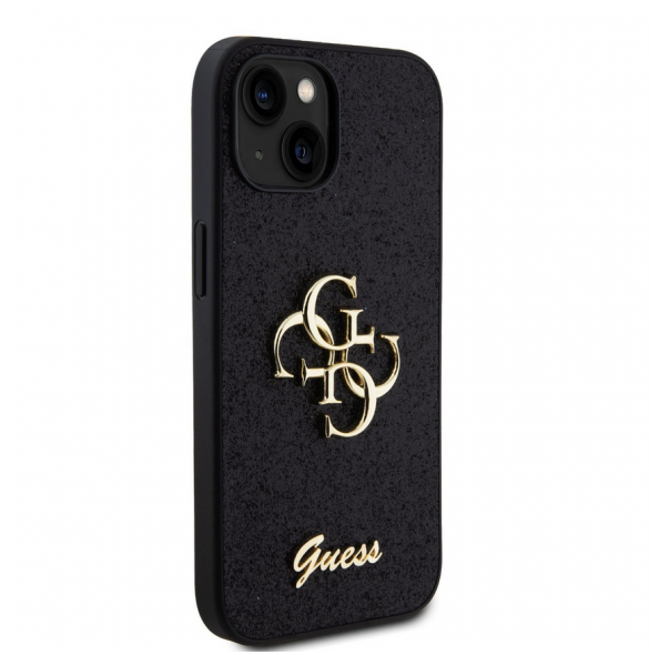 Iphone 13 Guess - Pu-fodral Fast Glitter Med Stor 4g Metalllogo - Svart