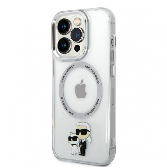 Iphone 15 Pro Karl - Magsafe - Iml Metal Outline Nft Karl & Choupette - Transparent
