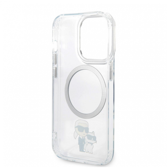 Iphone 15 Pro Karl - Magsafe - Iml Metal Outline Nft Karl & Choupette - Transparent