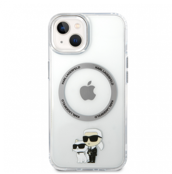 Iphone 15 Plus Karl - Magsafe - Iml Metal Outline Nft Karl & Choupette - Transparent