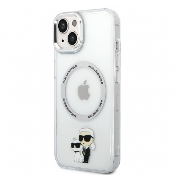 Iphone 15 Plus Karl - Magsafe - Iml Metal Outline Nft Karl & Choupette - Transparent