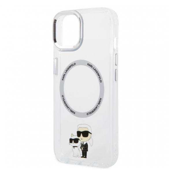 Iphone 15 Plus Karl - Magsafe - Iml Metal Outline Nft Karl & Choupette - Transparent