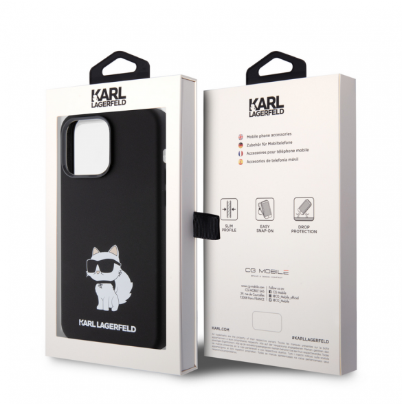 Iphone 15 Pro Karl - Flytande Silikonfodral Choupette Nft - Svart