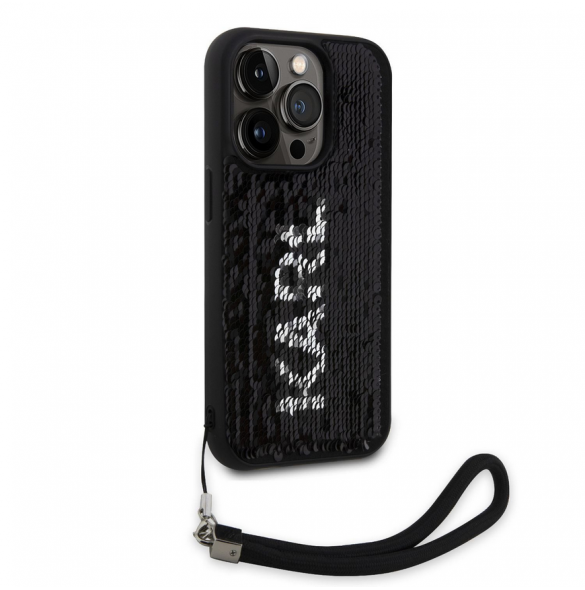 Karl Lagerfeld Paljetter Vändbart Fodral för iPhone 15 Pro Max Svart/Silver
