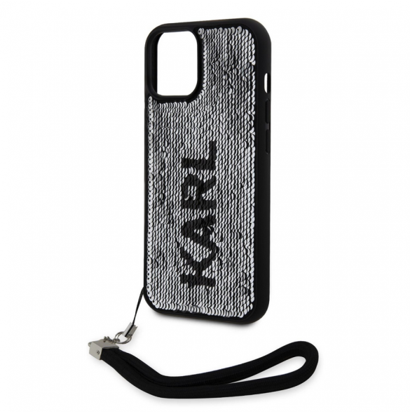 Karl Lagerfeld Paljetter Vändbart Fodral till iPhone 15 Svart/Silver