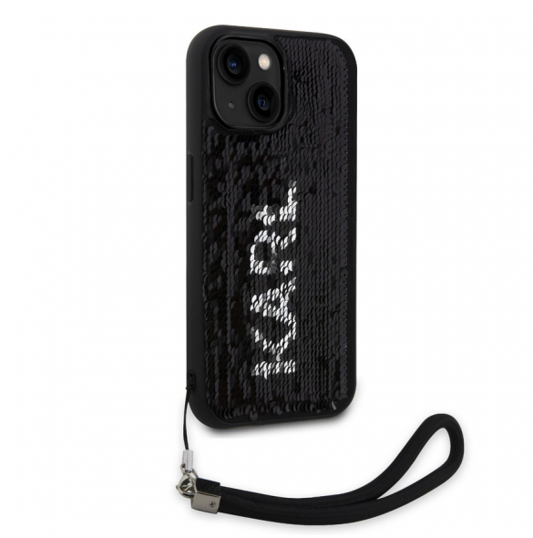 Karl Lagerfeld Paljetter Vändbart Fodral till iPhone 15 Svart/Silver