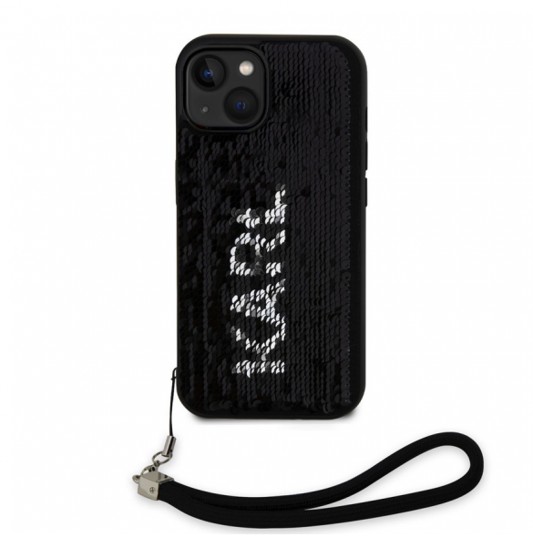Karl Lagerfeld Paljetter Vändbart Fodral till iPhone 15 Svart/Silver