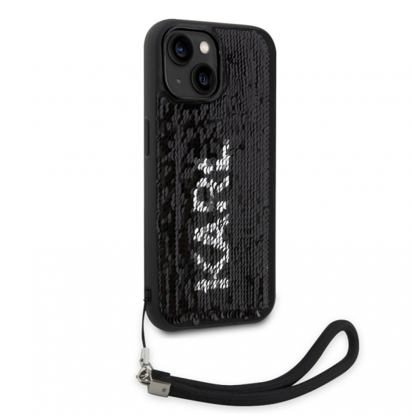 Karl Lagerfeld Paljetter Vändbart Fodral till iPhone 14 Svart/Silver