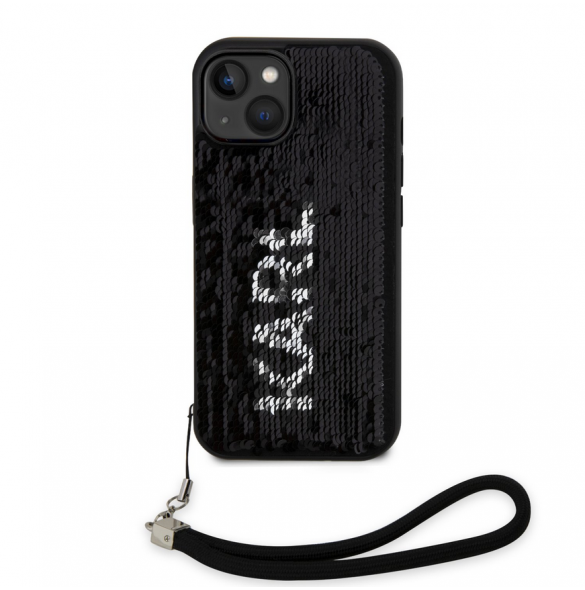 Karl Lagerfeld Paljetter Vändbart Fodral till iPhone 14 Svart/Silver