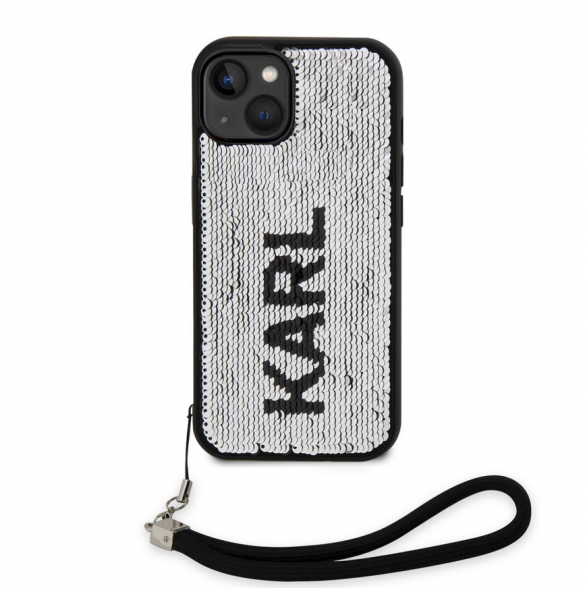Karl Lagerfeld Paljetter Vändbart Fodral till iPhone 14 Svart/Silver