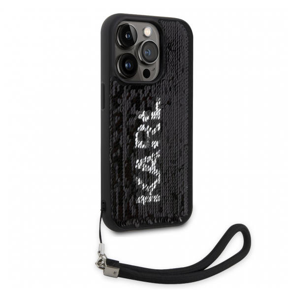 Karl Lagerfeld Paljetter Vändbart Fodral till iPhone 13 Pro Max Svart/Silver