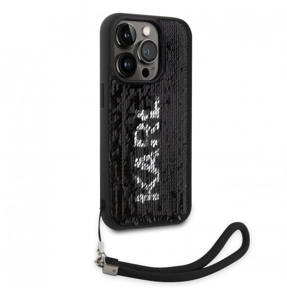 Karl Lagerfeld Paljetter Vändbart Fodral till iPhone 13 Pro Svart/Silver