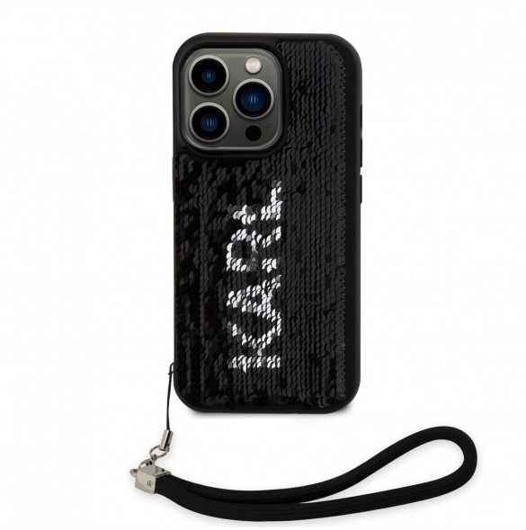 Karl Lagerfeld Paljetter Vändbart Fodral till iPhone 13 Pro Svart/Silver