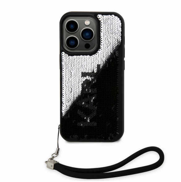 Karl Lagerfeld Paljetter Vändbart Fodral till iPhone 13 Pro Svart/Silver