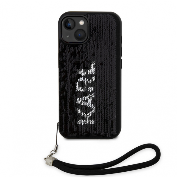 Karl Lagerfeld Paljetter Vändbart Fodral till iPhone 13 Svart/Silver