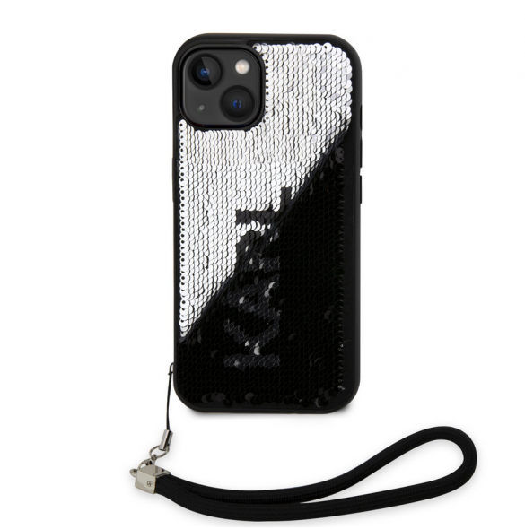 Karl Lagerfeld Paljetter Vändbart Fodral till iPhone 13 Svart/Silver