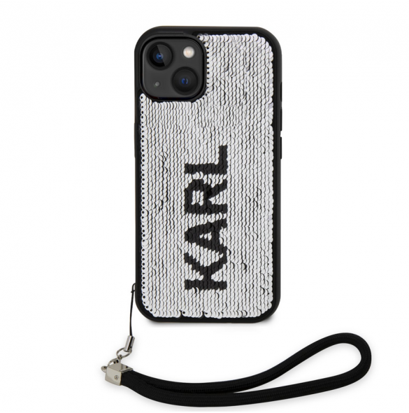 Karl Lagerfeld Paljetter Vändbart Fodral till iPhone 13 Svart/Silver