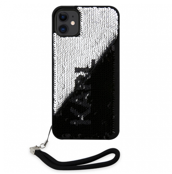 Karl Lagerfeld Paljetter Vändbart Fodral till iPhone 11 Svart/Silver
