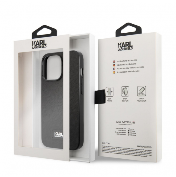 Karl Lagerfeld Saffiano Plaque Case för iPhone 13 Pro Svart